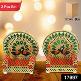 Meenakari Work Laddu Gopal Singhasan  / Sihasan for Pooja Mandir Wooden Krishna Ladoo Bal Gopal Sofa Asan, Home Decorative Premium Look Decorative Singhasan Suitable For Home, Office, Restaurant (2 Pc Set)